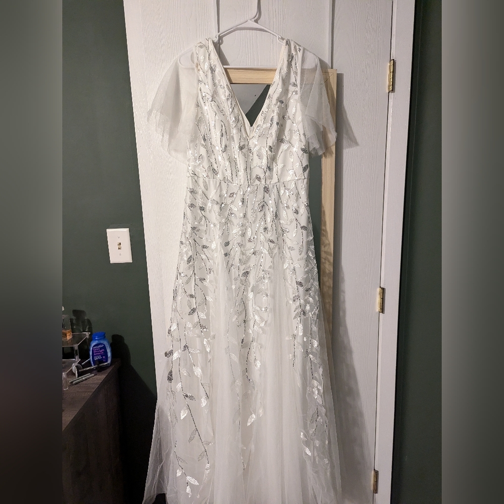 White Full Length Sparkly Gown